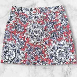 LOFT Floral Mini Skirt - Red and Blue